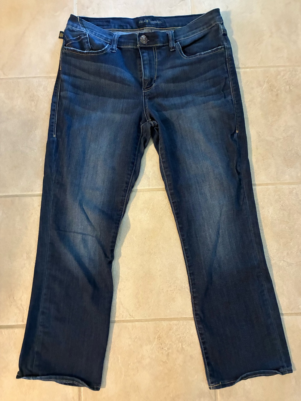 Rock & Republic Women's Straight Leg Kendall Jeans in Dark Blue Wash